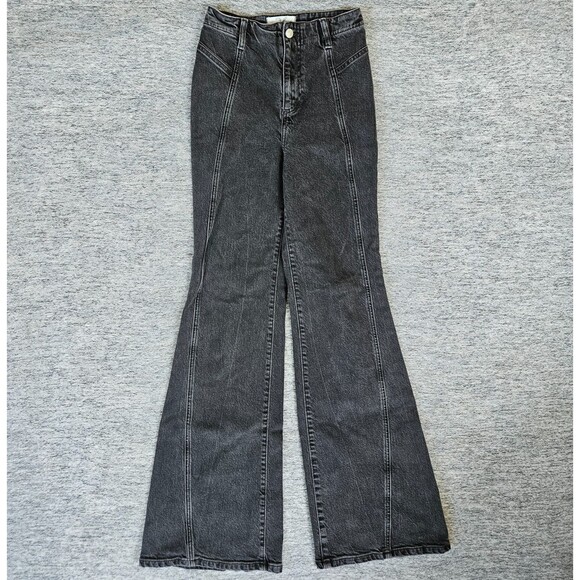 Free People Denim - Free People We The Free Flared Bell Bottom Wide Leg Denim 26 Washed Black Jeans